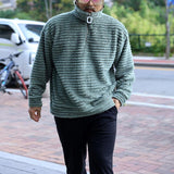 Men's Casual Stand Collar Loose Knitted Pullover Sweatshirt 03544864M