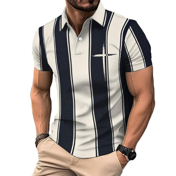 Men's Casual Striped Cross Polo Shirt 82717853TO