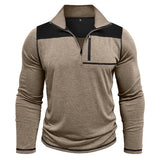 Men's Casual Zipper Stand Collar Colorblock Patchwork Slim Fit Sweatshirt 25795664M