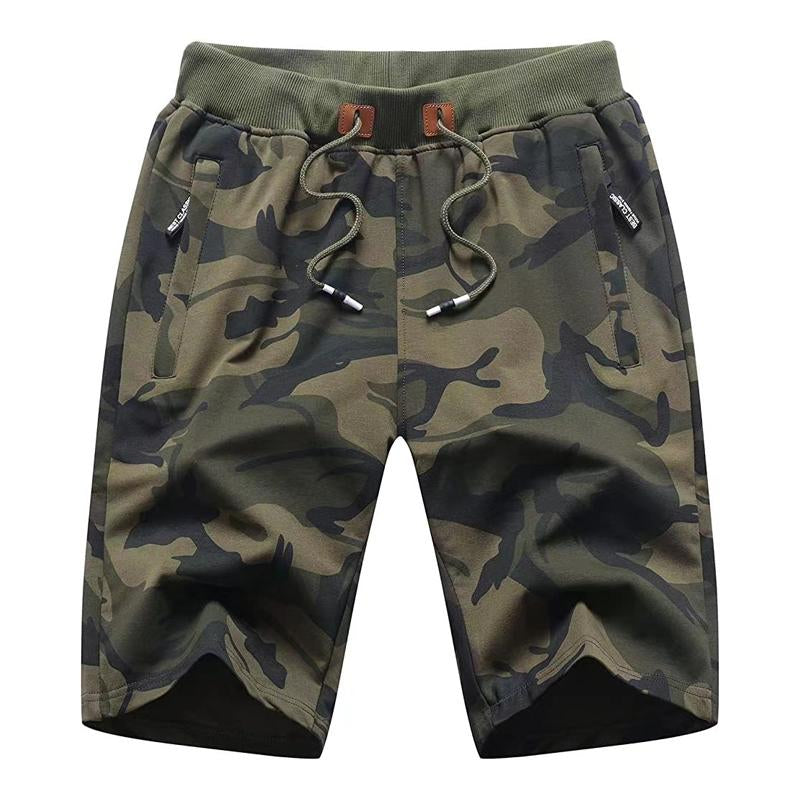 Men's Casual Camouflage Breathable Cotton Elastic Waist Straight Shorts 73374056M