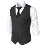 Men's Vintage V Neck Single Breasted Suit Vest 85710453Z