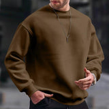 Men's Casual Solid Color Round Neck Loose Long Sleeve Sweatshirt 39891134M