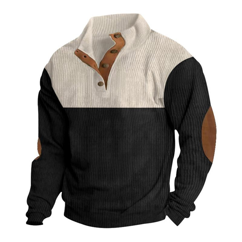 Men's Fashionable Color Block Stand Collar Long Sleeve Pullover Sweatshirt 26292491M