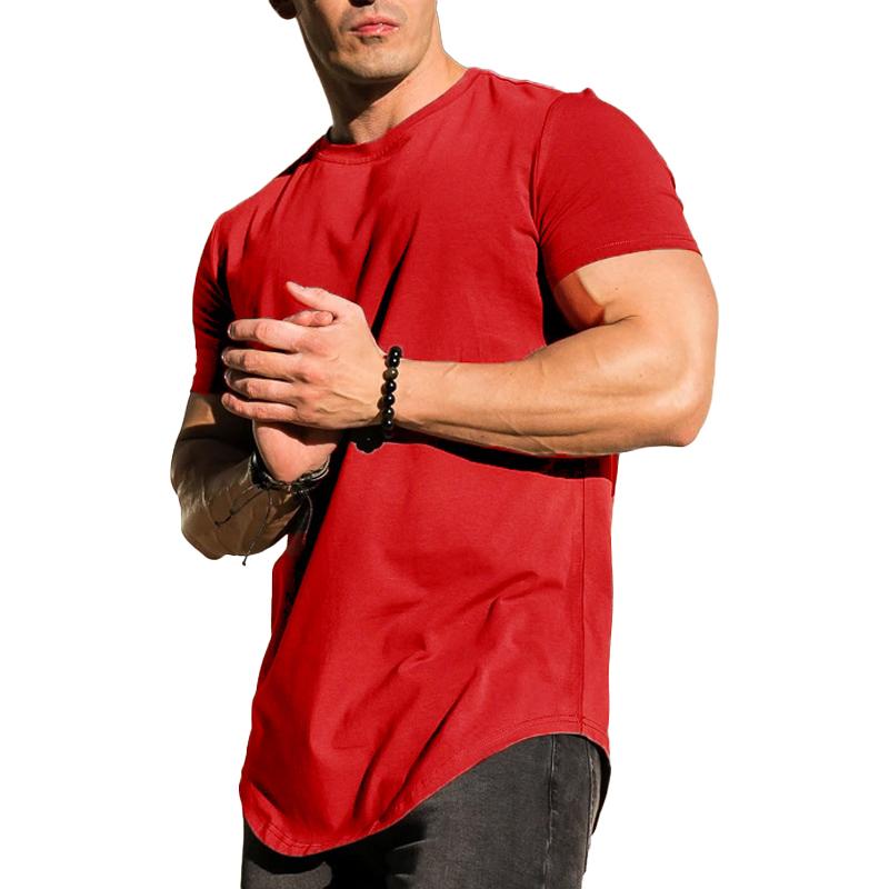 T-shirt ample à manches courtes à col rond de couleur unie pour hommes 45316034X