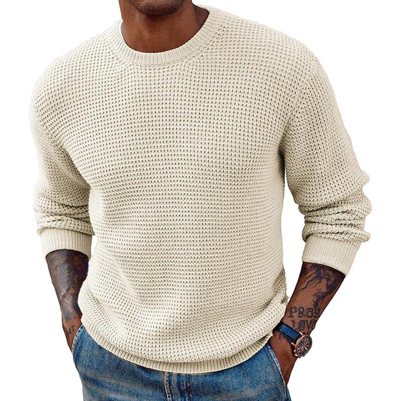 Men's Solid Color Round Neck Pullover Knitted Sweater 54564664X