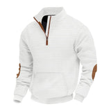 Men's Solid Color Textured Small Square Stand Collar Long Sleeve Sweatshirt 53736615Z