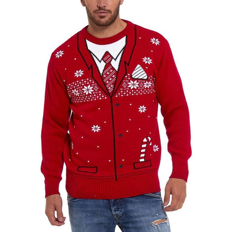 Men's Vintage Christmas Jacquard Crew Neck Ugly Sweater 55965706Y