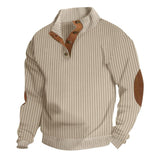 Men's Casual Stand Collar Long Sleeve Jacquard Striped Sweatshirt 73094402X