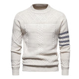 Men's Round Neck Pullover Solid Color Cable Sweater 45898708X