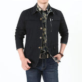 Men's Classic Retro Casual Lapel Multi-pocket Washed Jacket 82271972K