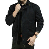 Men's Casual Cotton Washed Stand Collar Zipper Jacket 68254843M