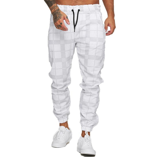 Men's Checkered Print Casual Elastic Trousers 72166149X