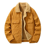Men's Vintage Corduroy Sherpa Warm Lapel Flap Pocket Jacket 00219157M
