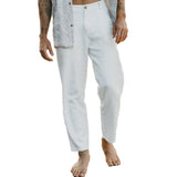 Men's Resort Casual Solid Color Cotton and Linen Pants 22395599X