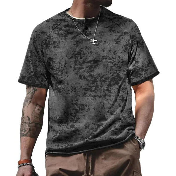 Men's Washed Distressed Henley T-shirt 73234506X