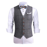 Men's Single-breasted Bamboo Cotton V-neck Casual Vest 07485182X