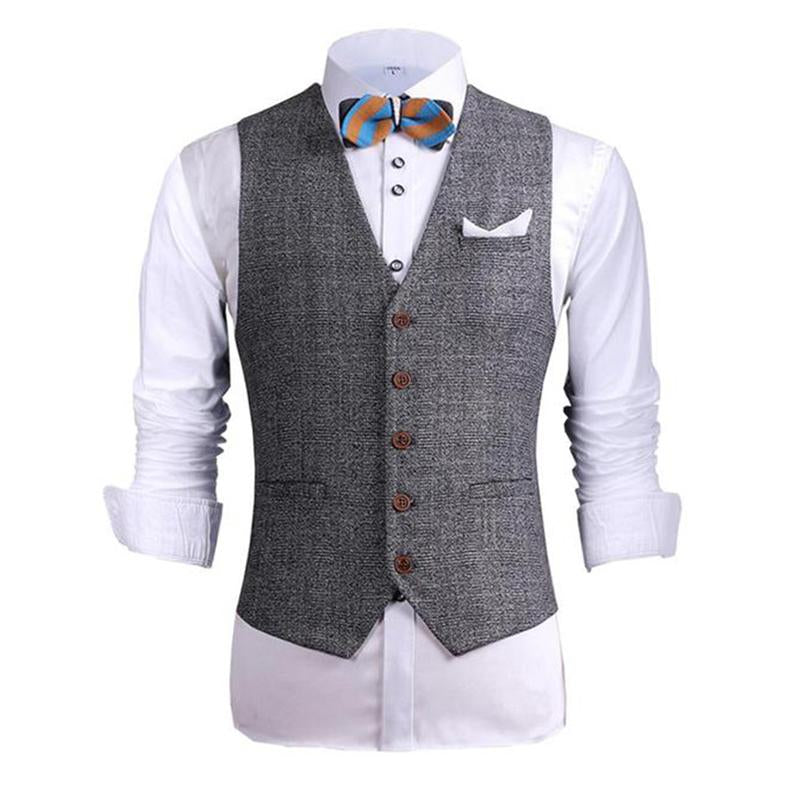 Men's Single-breasted Bamboo Cotton V-neck Casual Vest 07485182X
