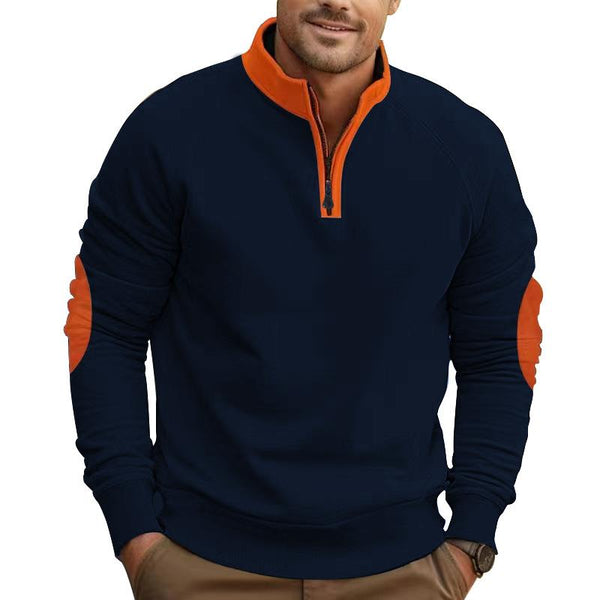 Men's Colorblock Zipper Stand Collar Long Sleeve Sweatshirt 65746116Z