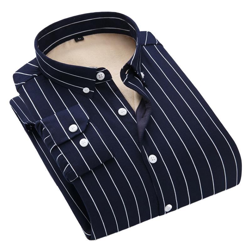 Men's Striped Thickened Lapel Shirt 23283422X