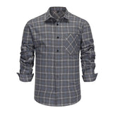 Men's Retro Casual Plaid Lapel Long Sleeve Shirt 10054564TO