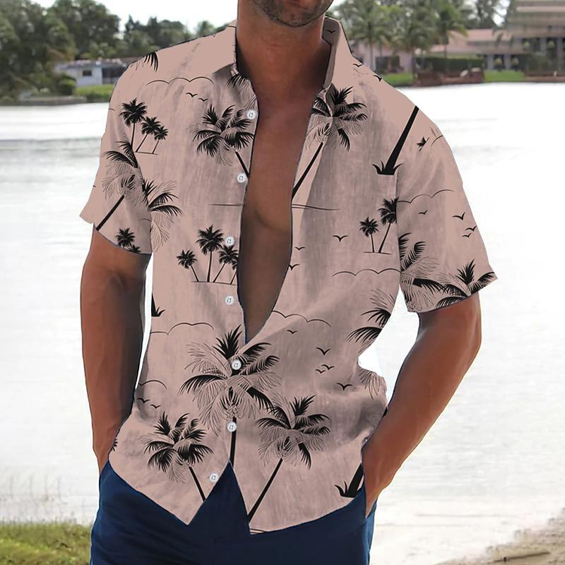 Men's Printed Hawaiian Lapel Short Sleeve Shirt 68266192X