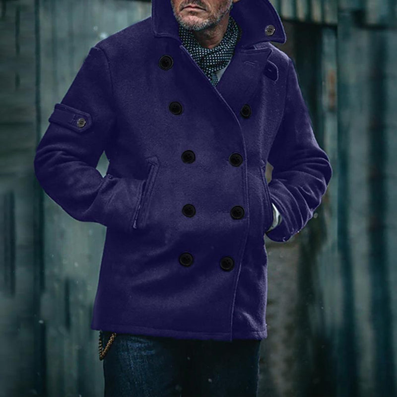 Men's British Style Solid Color Woolen Coat 71211519U