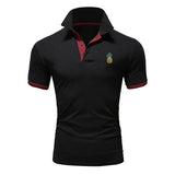 Men's Color Block Printed Lapel Short Sleeve T-Shirt 87377357X