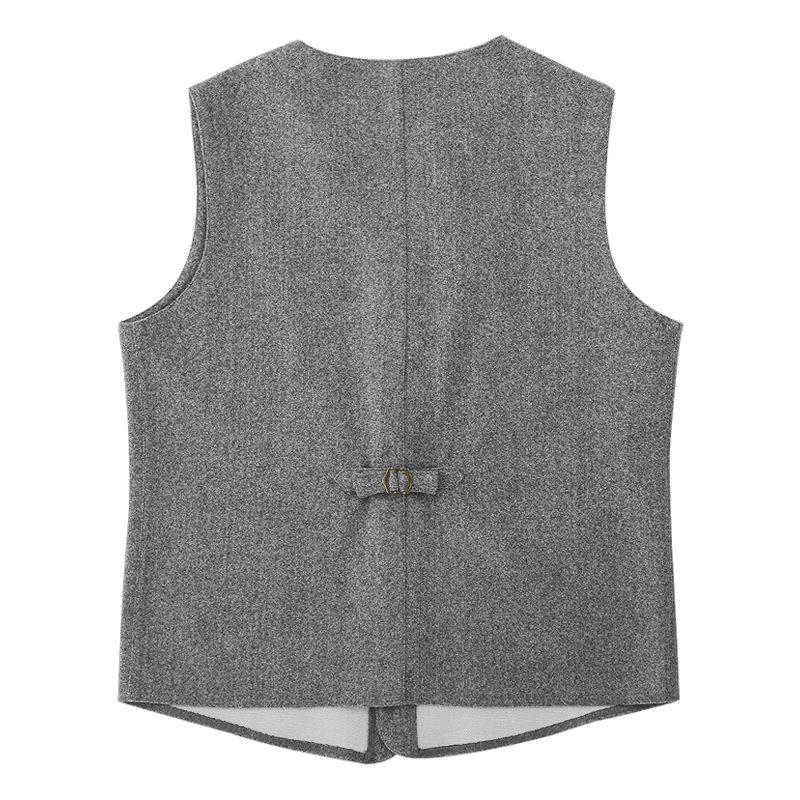 Men's Solid Color Single Breasted Retro Casual Vest 71912074X