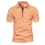 Men's Short Sleeve Zipper Solid Color Polo Shirt 89645806X