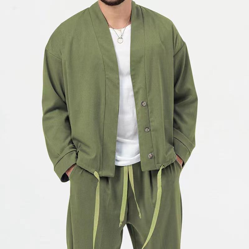 Men's Solid Color V-neck Casual Sports Jacket 69883198X