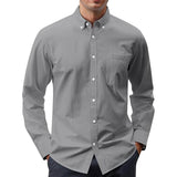 Men's Solid Color Long Sleeve Casual Shirt 42182872X