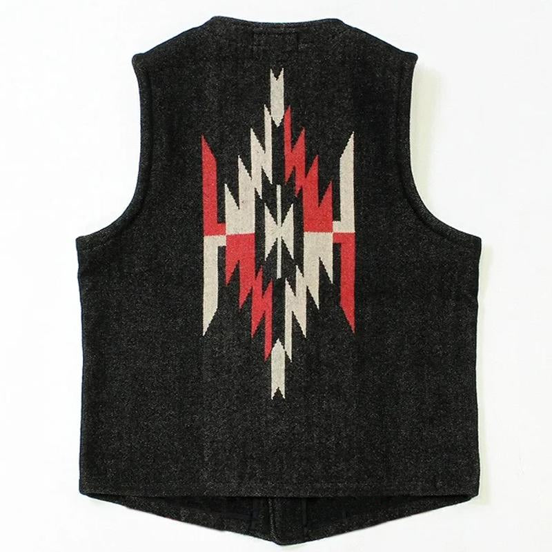 Gilet da uomo con stampa etnica occidentale vintage 83873367Y