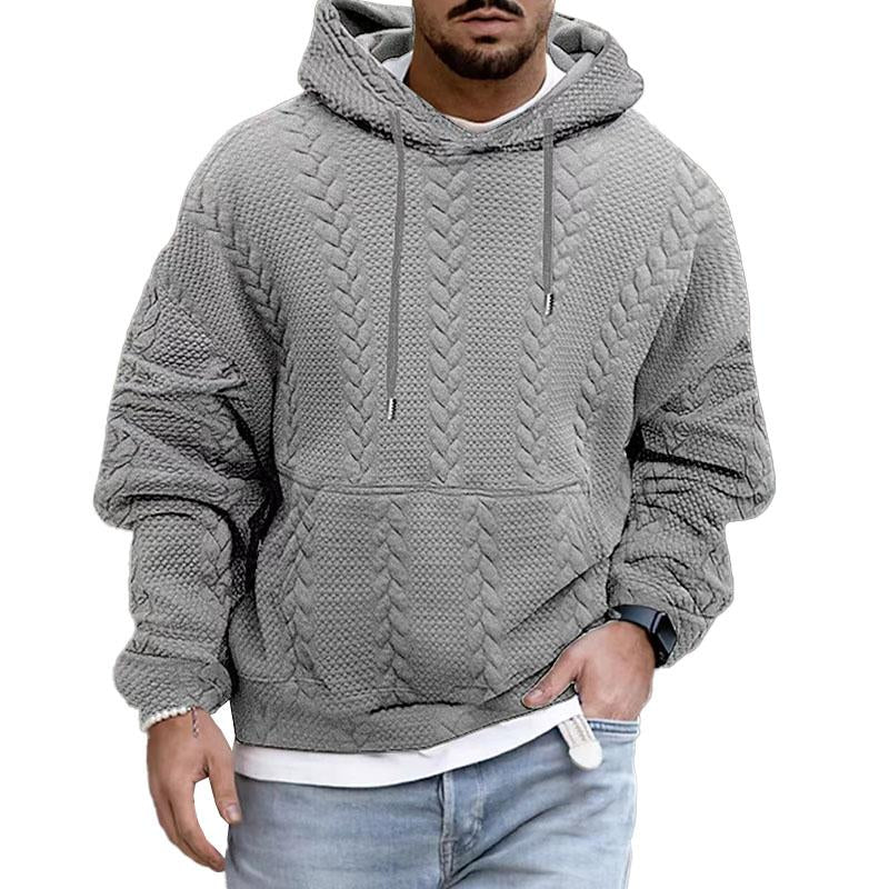 Sudadera con capucha de manga larga con bolsillo tipo canguro y estampado informal para hombre 49295112M