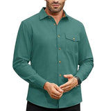 Men's Vacation Solid Color Long Sleeve Lapel Shirt 50721253X