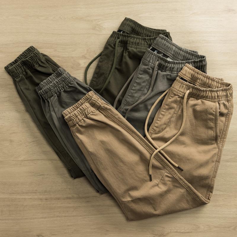 Men's Solid Color Loose Elastic Waist Cargo Pants 52957492Z