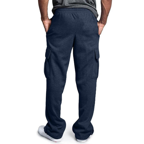 Men's Casual Sport Lined Plush Multi-Pocket Lace-Up Pants 61024987Y