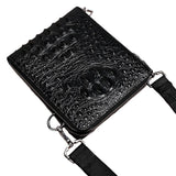 Men's Crocodile Pattern Large Capacity Shoulder Crossbody Leather Bag 70368673U