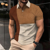 Men's Retro Color Block Short Sleeve Polo Shirt 16450955TO