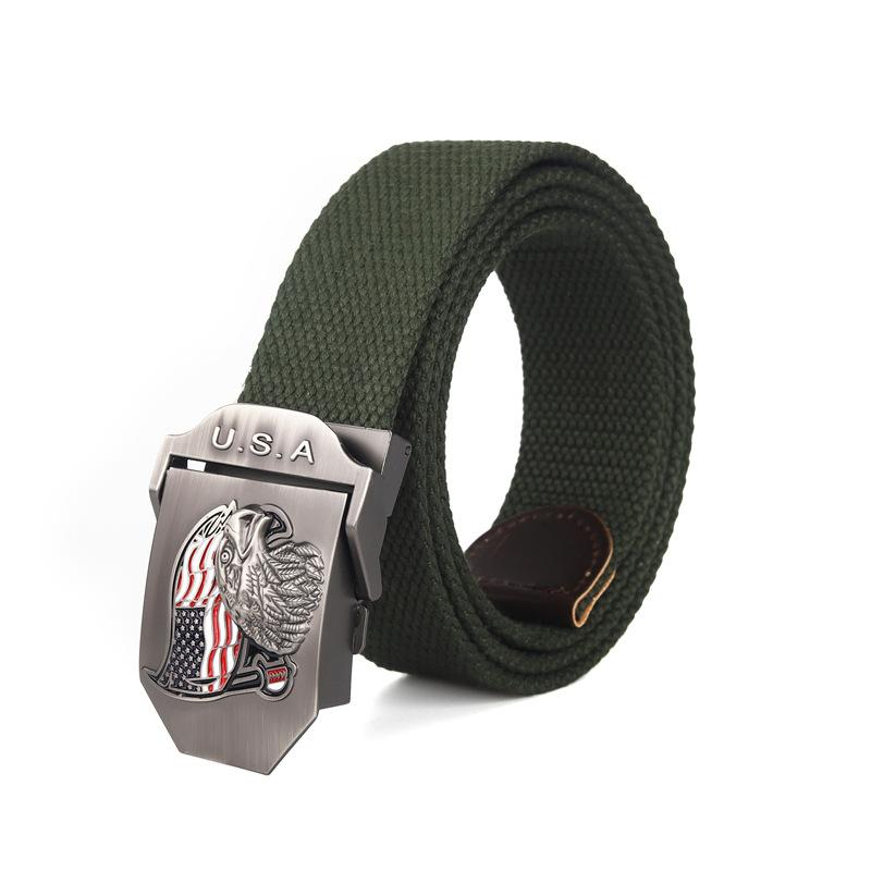 Ceinture à boucle automatique en toile avec drapeau américain pour homme 57484159K