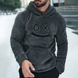 Men's Retro Casual Smiley Plush Hooded Sweatshirt 27202091TO