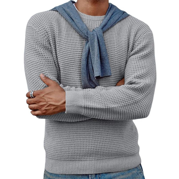 Men's Solid Color Round Neck Pullover Knitted Sweater 54564664X