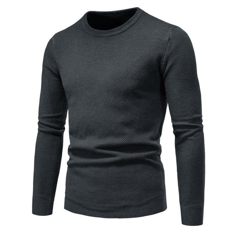 Men's Solid Color Round Neck Slim Pullover Sweater 44993833X