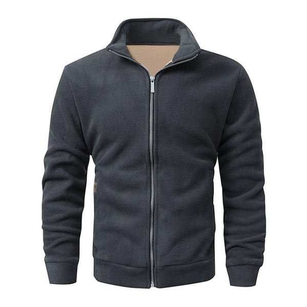 Men's Retro Casual Solid Color Polar Fleece Lapel Sweatshirt Jacket 22712473TO