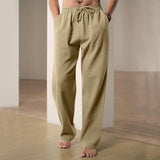 Men's Casual Solid Color Linen Breathable Loose Pants 13939824M