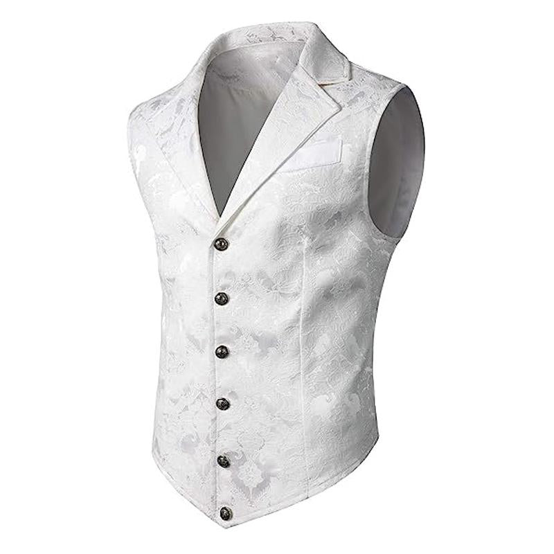 Men's Vintage Jacquard Notch Lapel Dress Vest 07018654X