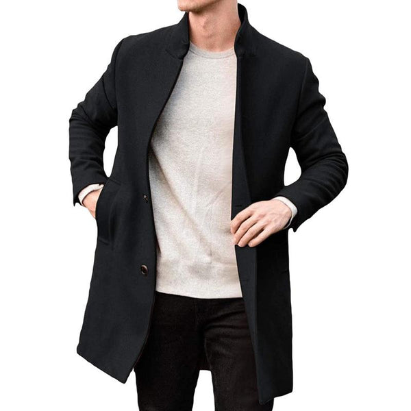 Men's Stand Collar Single Breasted Mid-length Coat 99356183Z