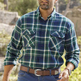 Men's Vintage Loose Lapel Plaid Long Sleeve Shirt 58183776X