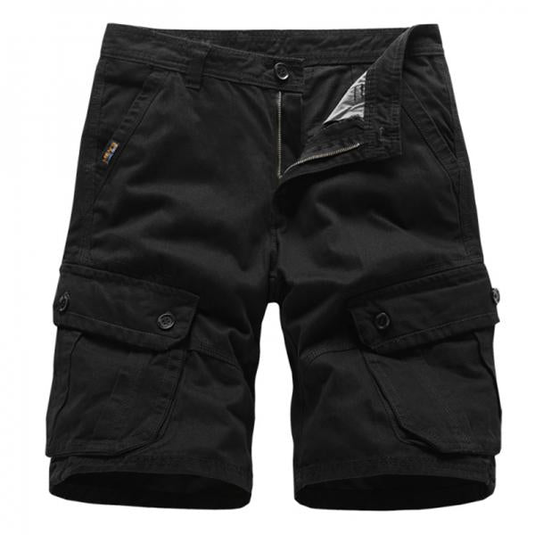 Men's Summer Solid Color Multi-pocket Cotton Cargo Shorts 51006066M