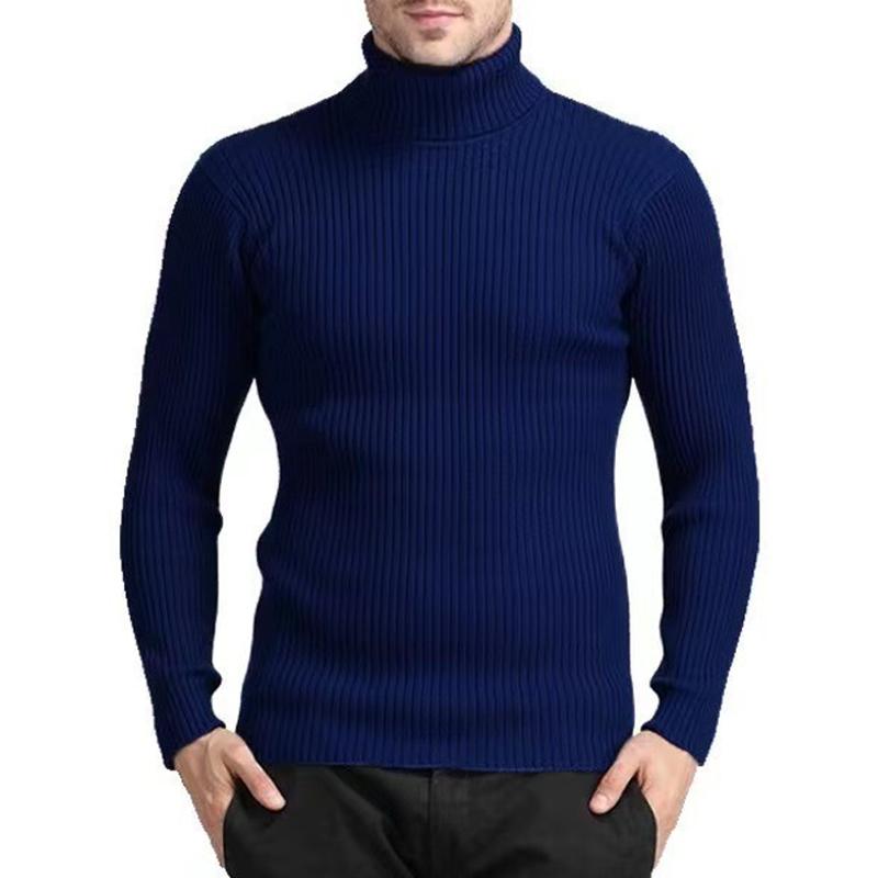 Men'S Casual Solid Color Turtleneck Sweater 41559894Y