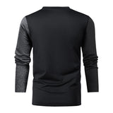 Men's Casual Contrast Color Splicing Round Neck Long Sleeve T-Shirt 29616861M